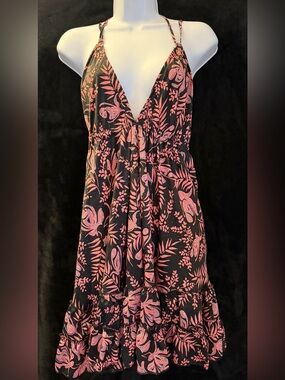 Karma Highway Boho Paisley Halter Dress One Size Open Back Tiered Tassel Tie